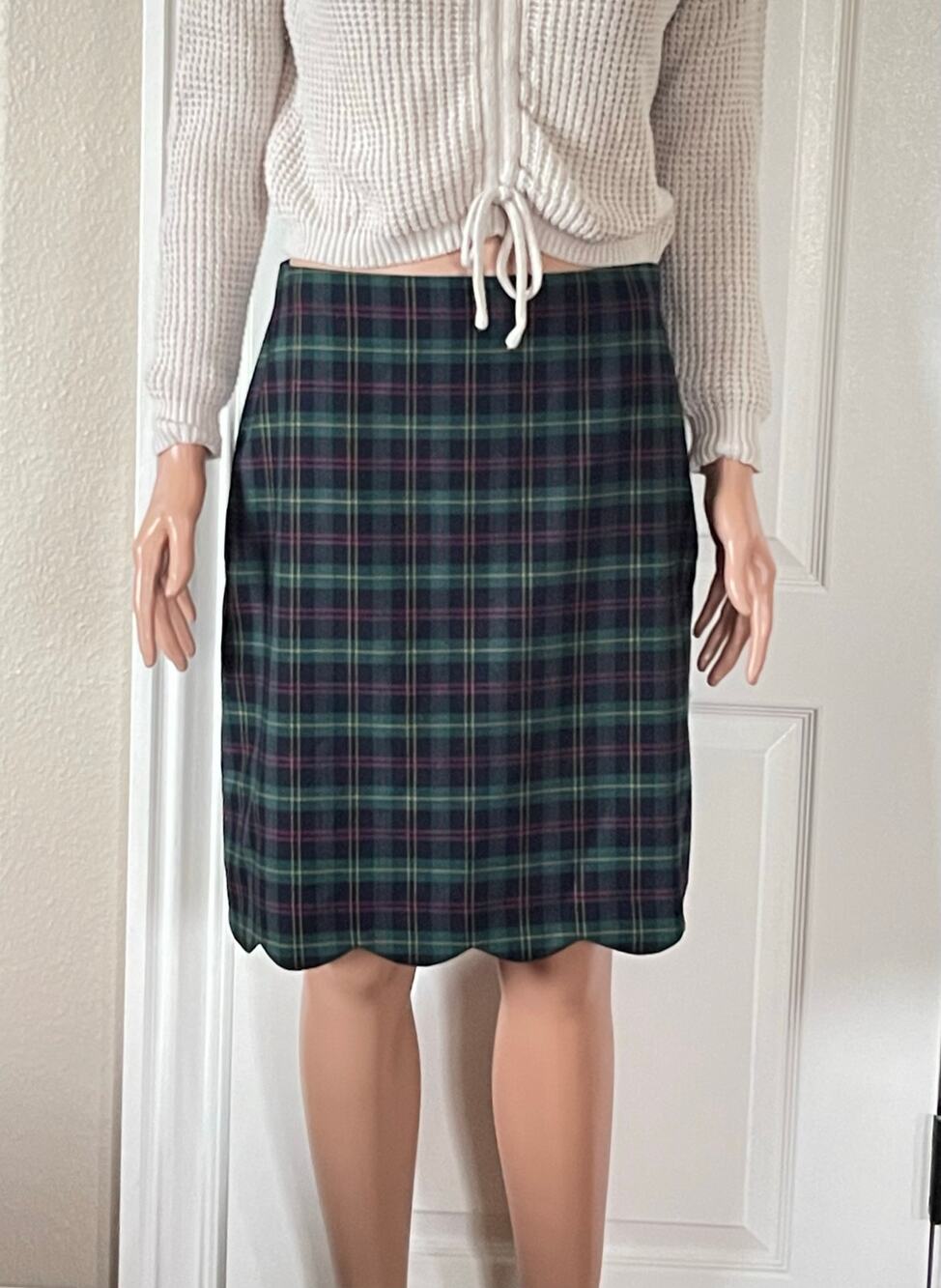 Talbots Plaid Scallop Hem Skirt Women  Academia Schoolcore Wool Lined Size 2
